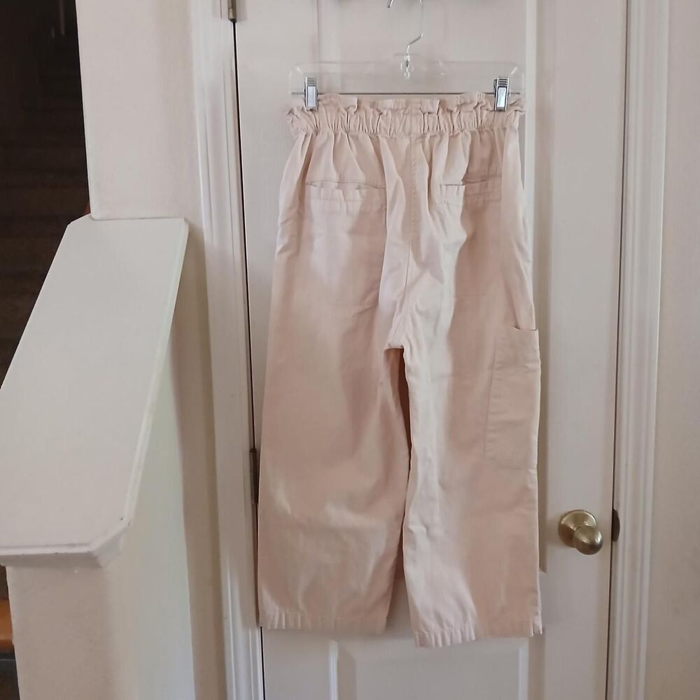 Anthropologie 100% Cotton Paperbag Crop Straight Leg Cargo Pants S Old Money - Picture 3 of 6